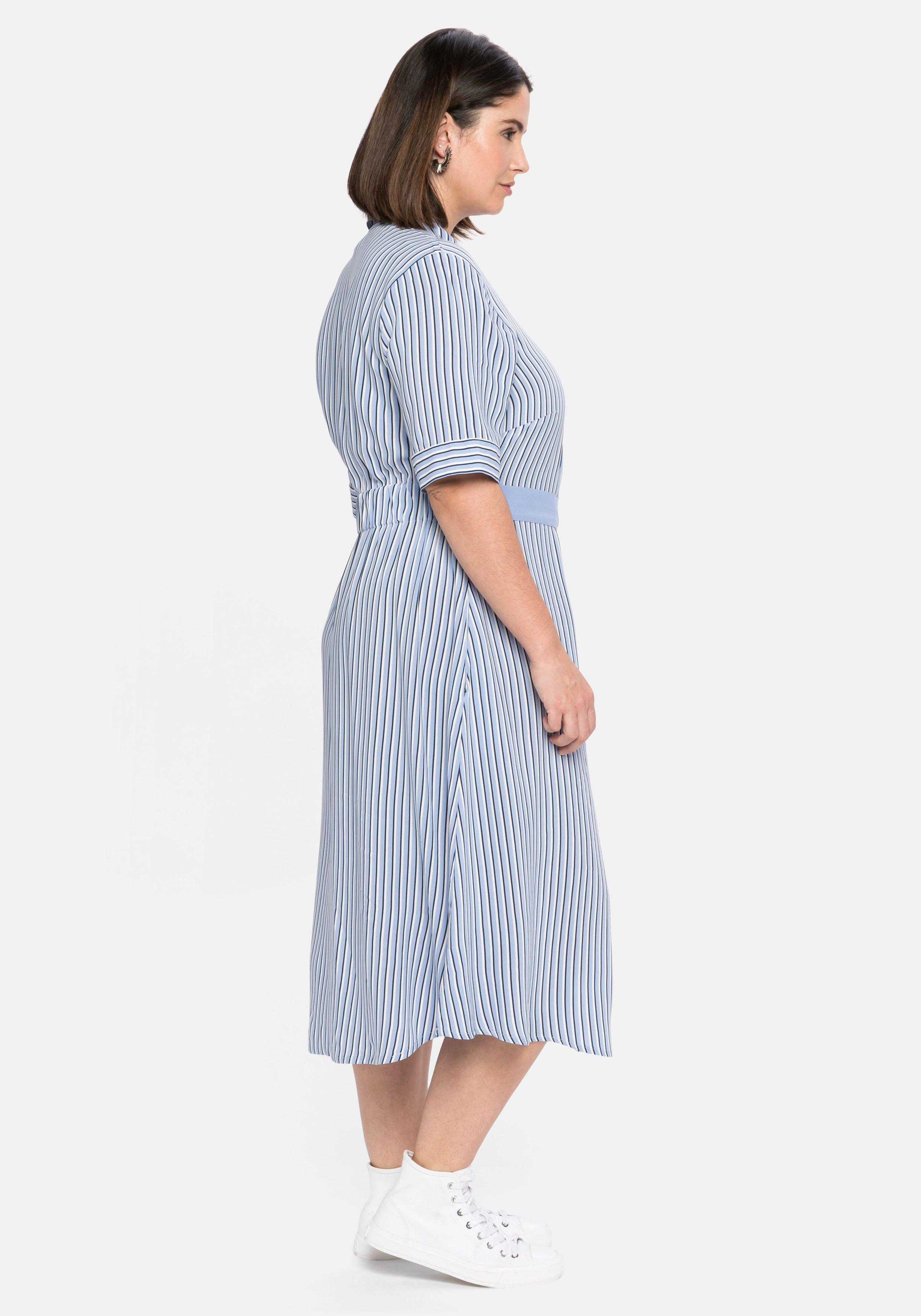 Blusenkleid mit Streifen und Bindeband