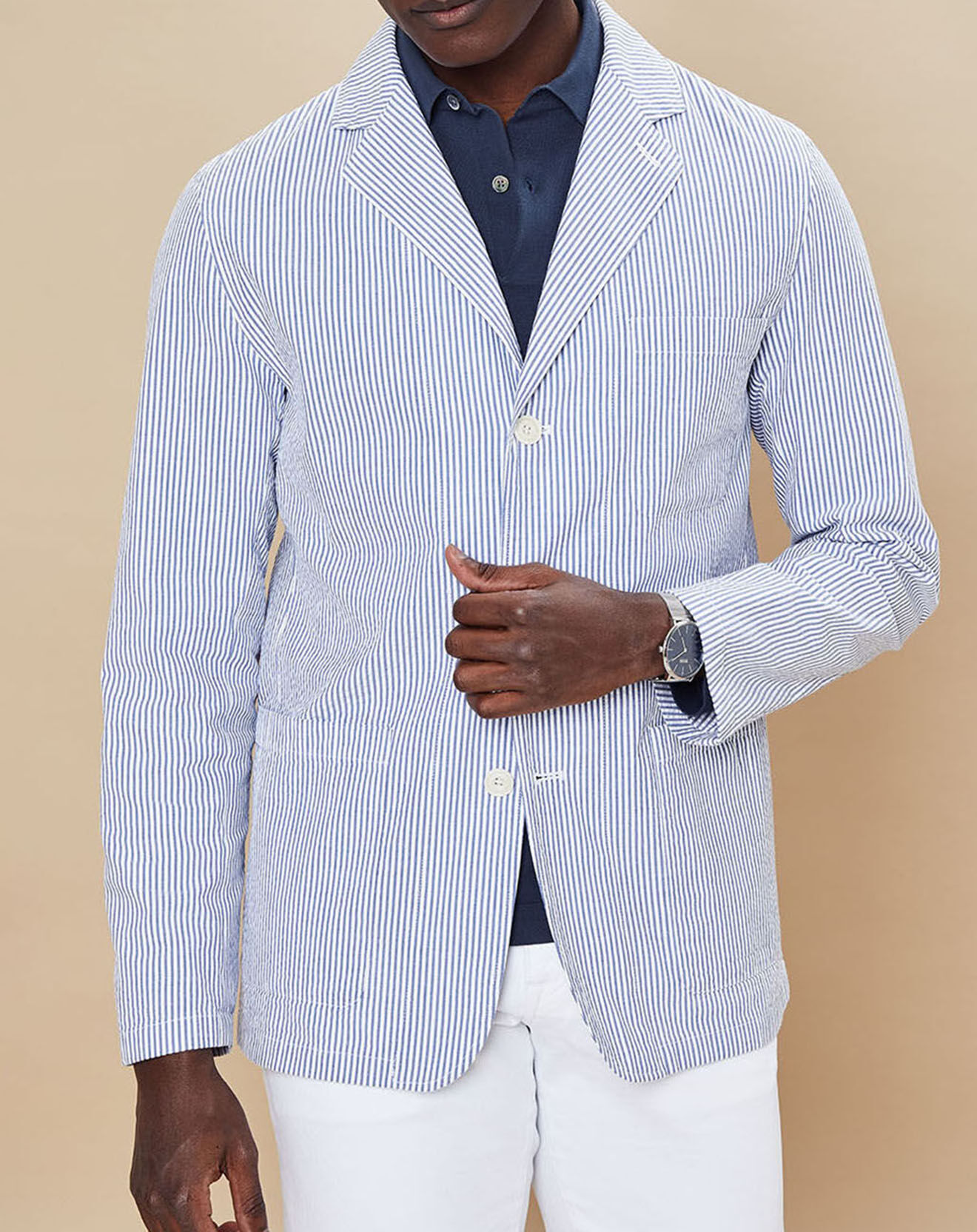 Hartford Veste Jobby à rayures marine/blanc