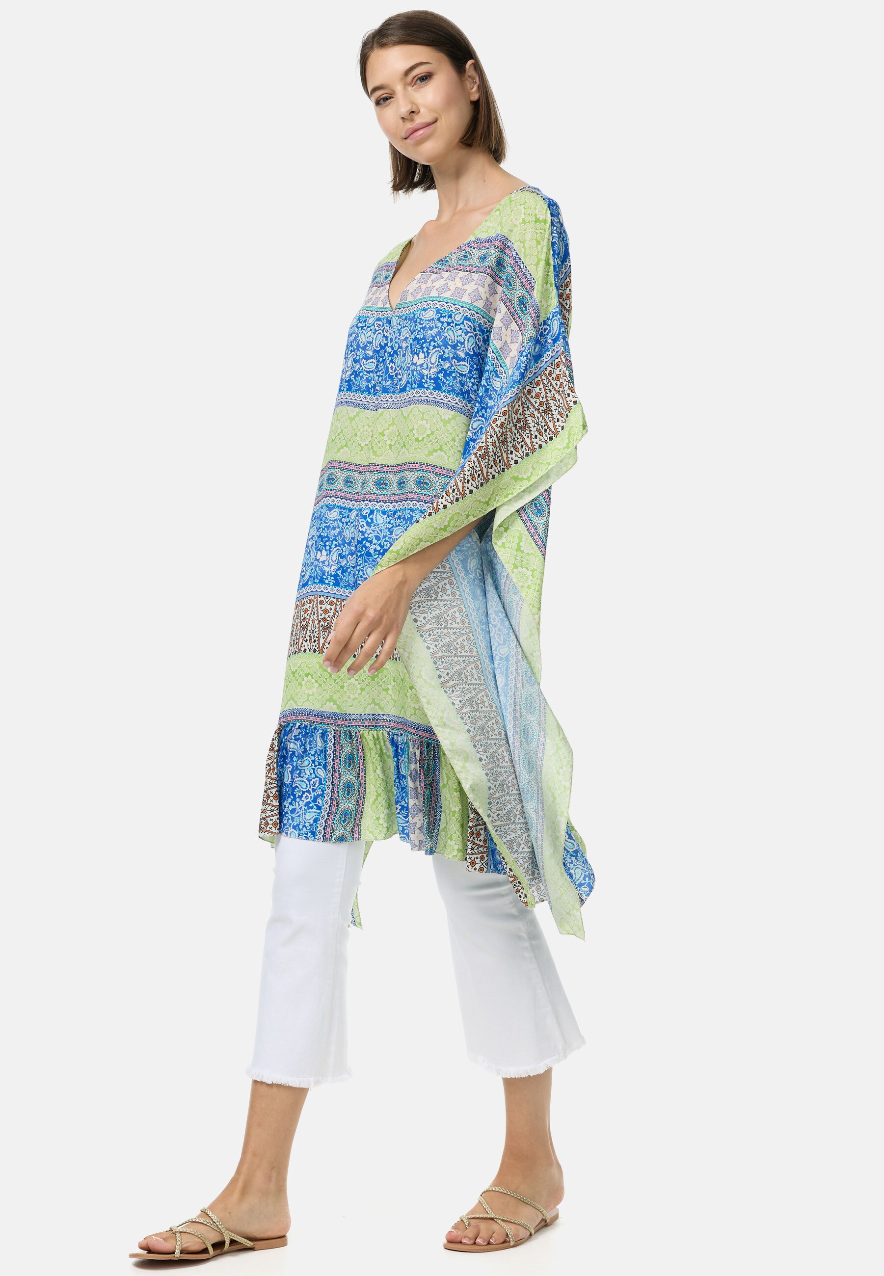 PM SELECTED Damen Schlupfbluse Extravagante Tunika Bluse mit auffallendem Print in Einheitsgröße PM58