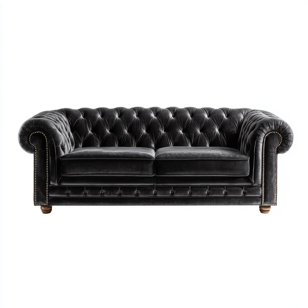 2-Sitzer-Sofa Chesterfield Design Leder 200x85x75 cm - Schwarz