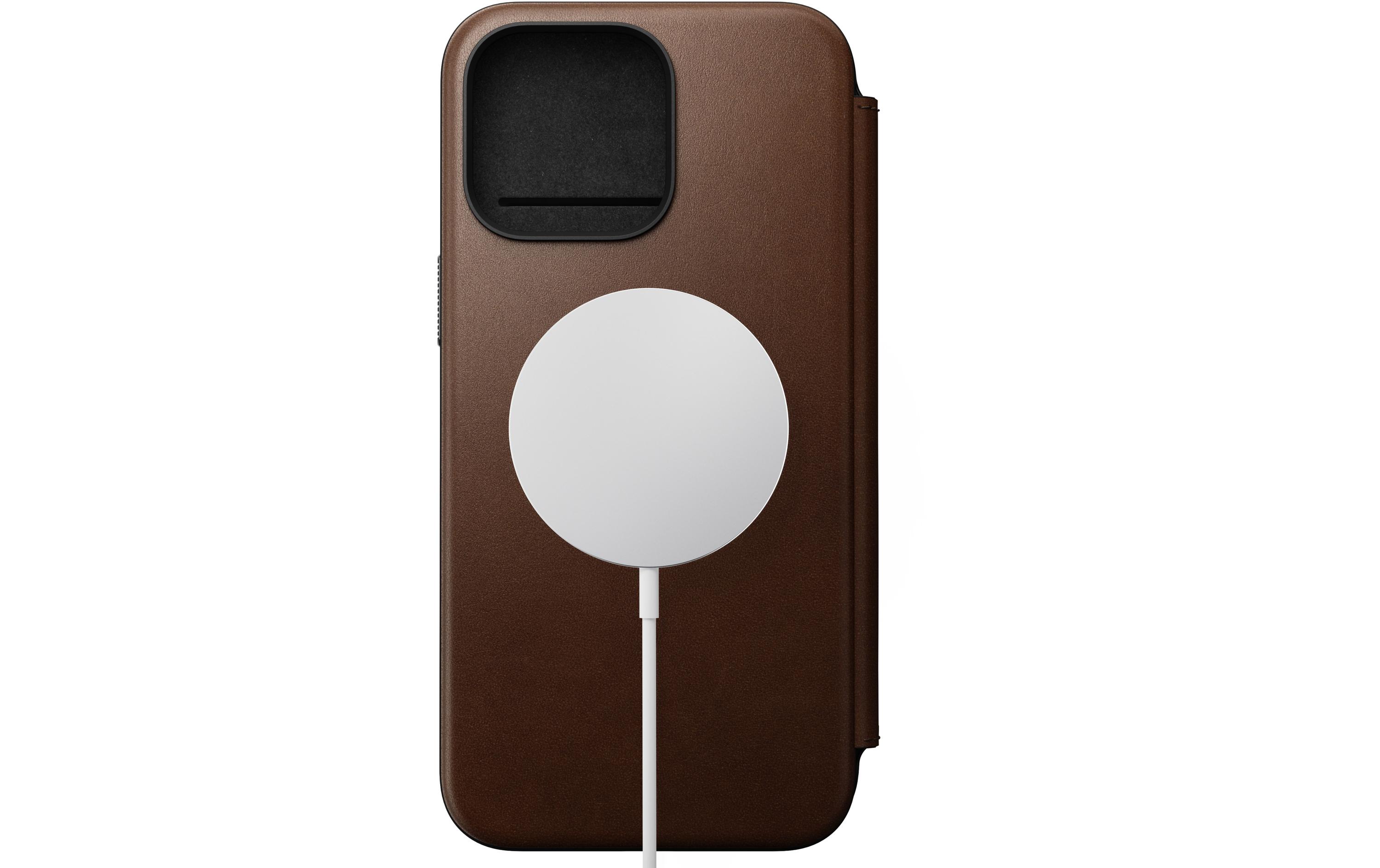 Book Cover Modern Leather Folio iPhone 15 Pro Max BraunModernes Leder Folio für das Apple iPhone 15 Pro Max