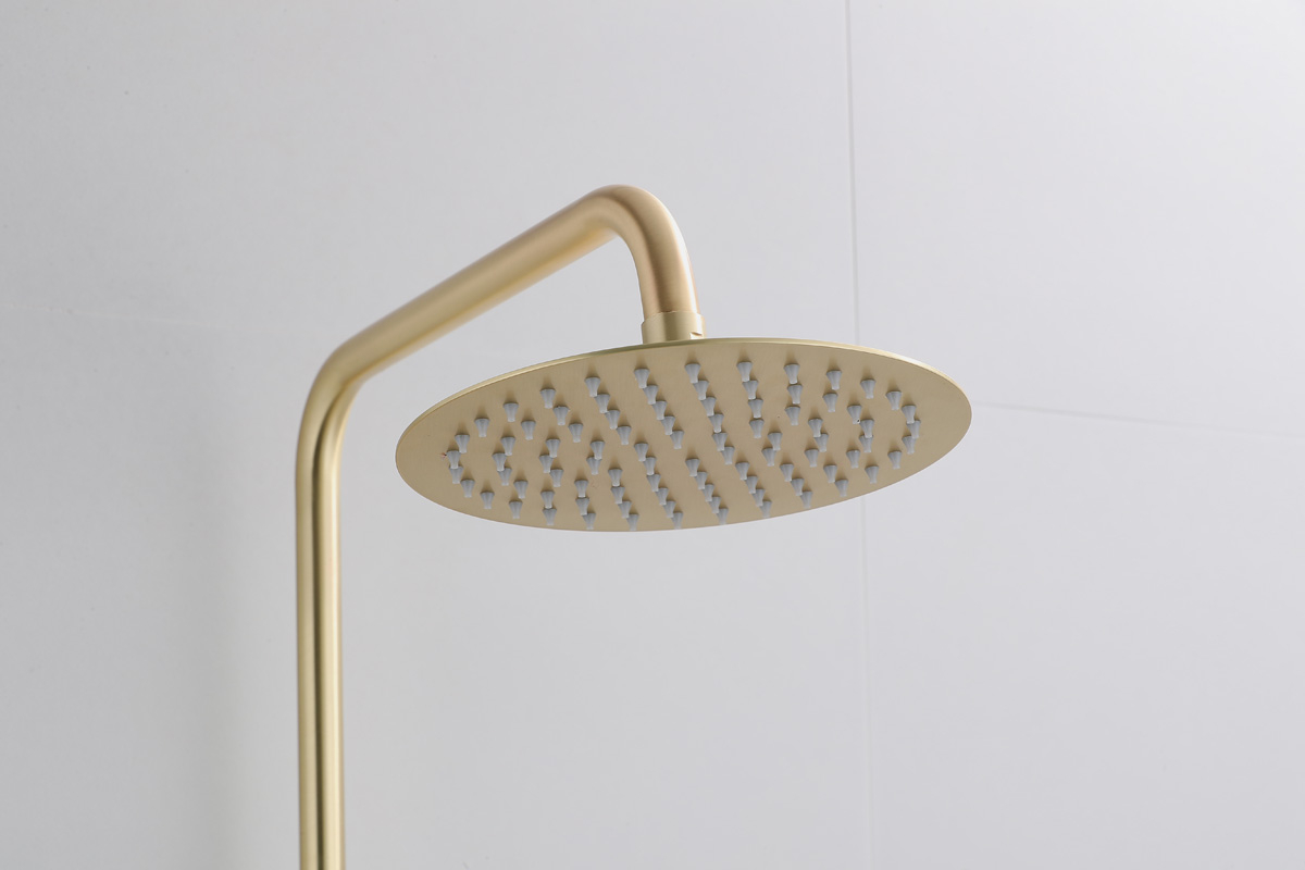Saniclear Brass Pro opbouw regendouche geborsteld messing / mat goud 20cm hoofddouche staaf handdouche