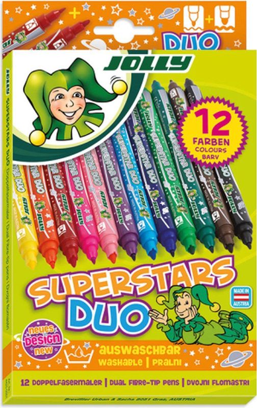 Jolly - Superstar - Viltstiften - Multikleur - 12 Stuks