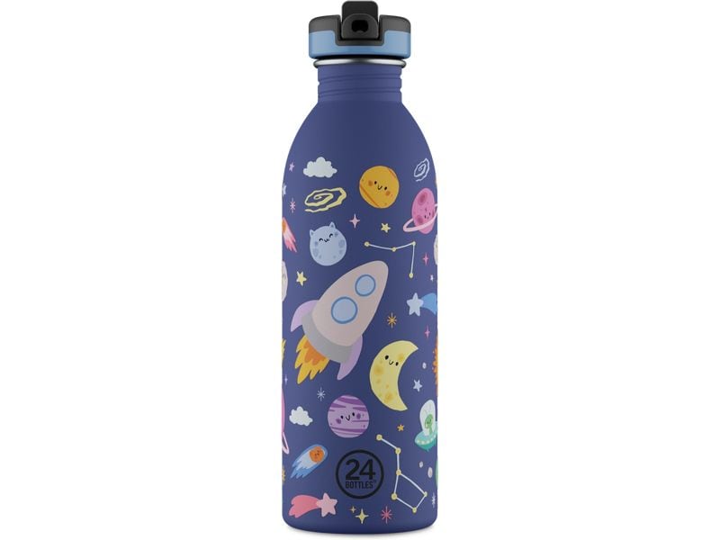 24Bottles Trinkflasche Space Friends, 500 ml, Dunkelblau Trinkflasche aus rostfreiem Edelstahl