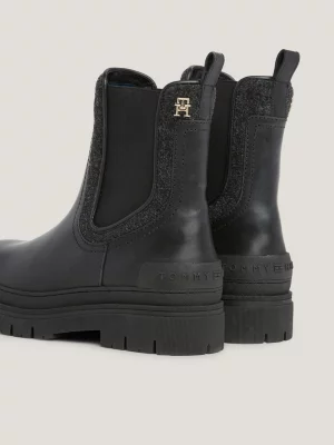 Botas Chelsea com painel de feltro e couro