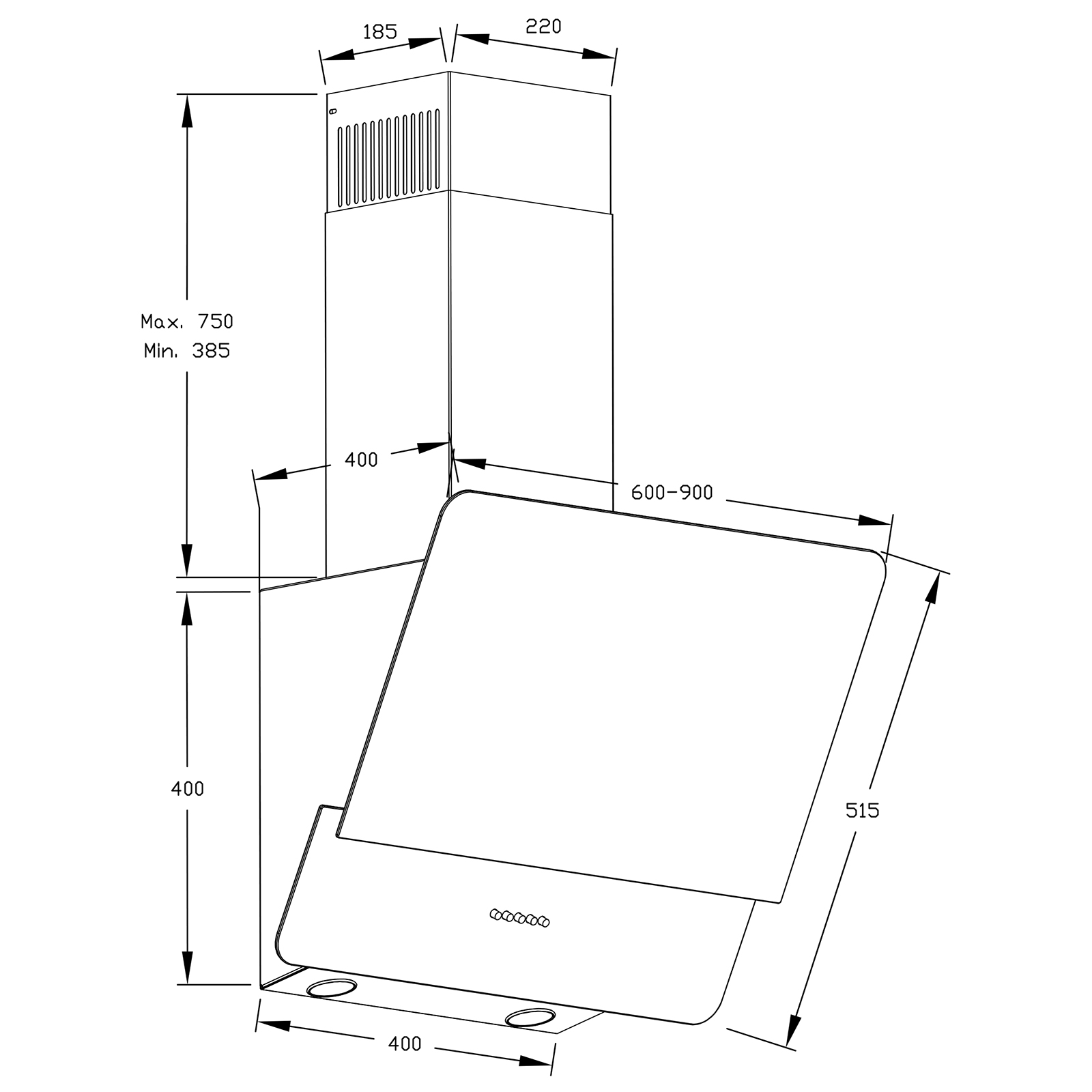INTERPLAN Kopffreihaube SPLIT BLACK - 60 cm - D