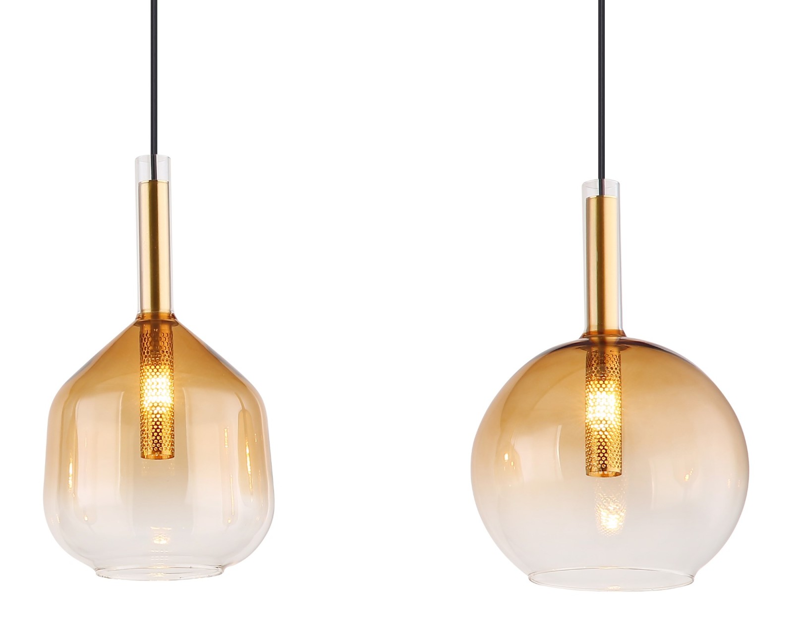 LED-Hängeleuchte - schwarz matt - amber - 112 cm