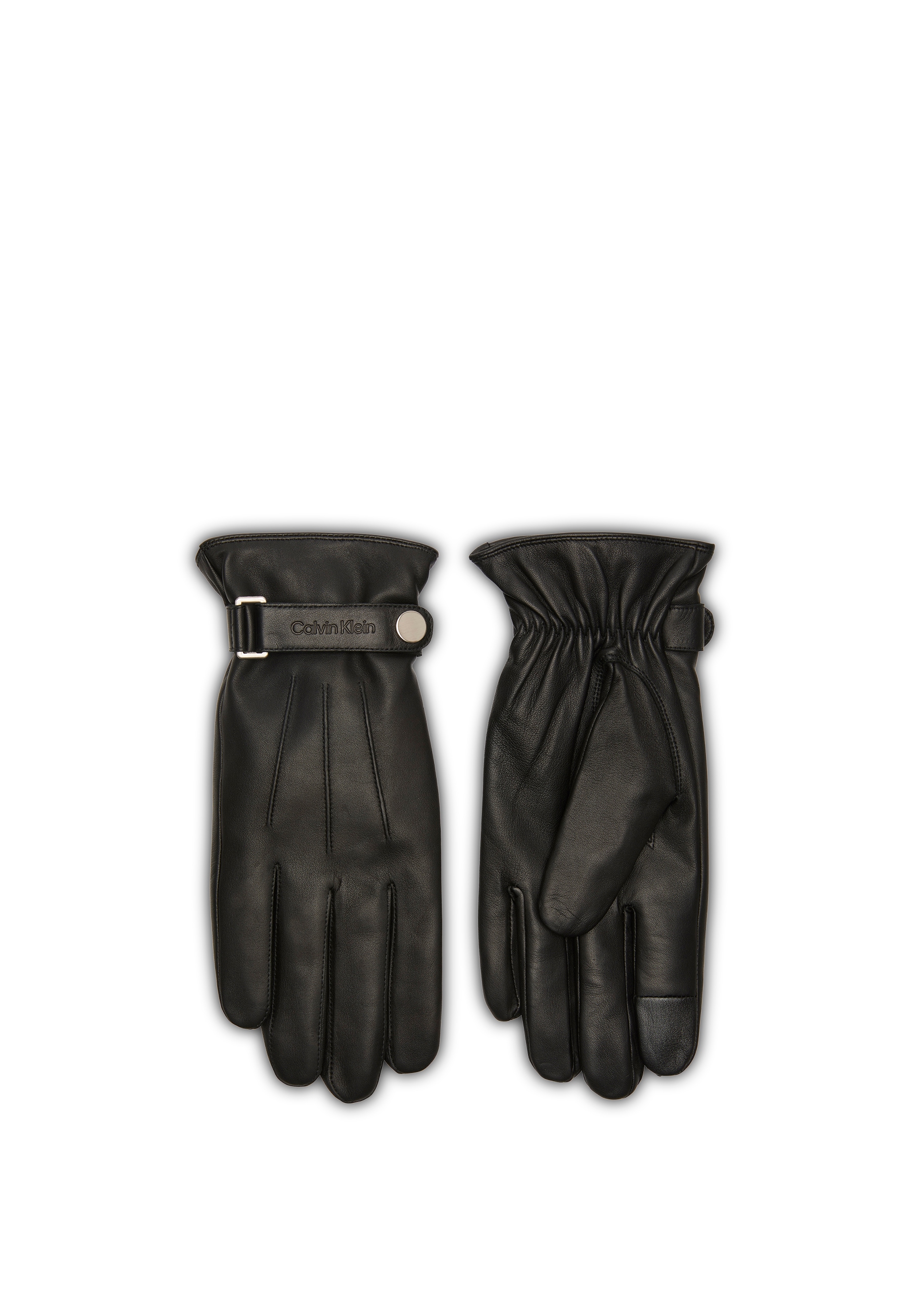 Calvin Klein Lederhandschuhe »LOGO STRAP SMOOTH LEATHER GLOVES« Perfekt für den Alltag
