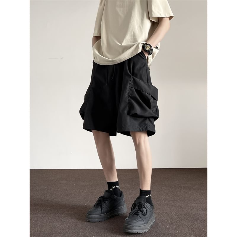 emeisa - Effen cargoshorts met trekkoordtaille