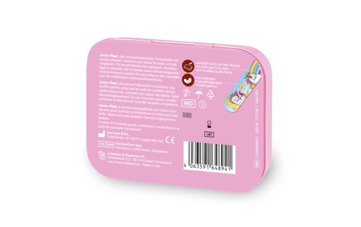 Pflaster Junior Unicorns 20 Stück assortiertLustige Pflasterbox für Kinder