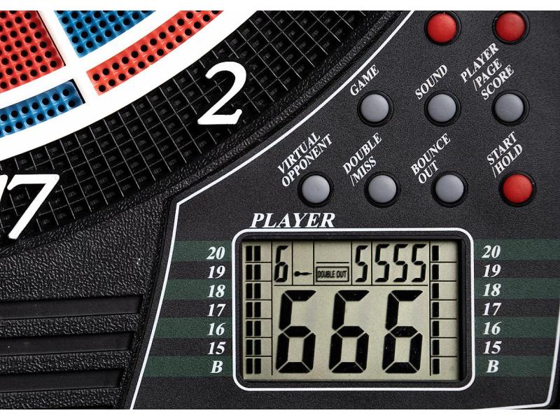 Karella Dartautomat CB-25 Elektronisches Dartspiel mit klassischen Schranktüren