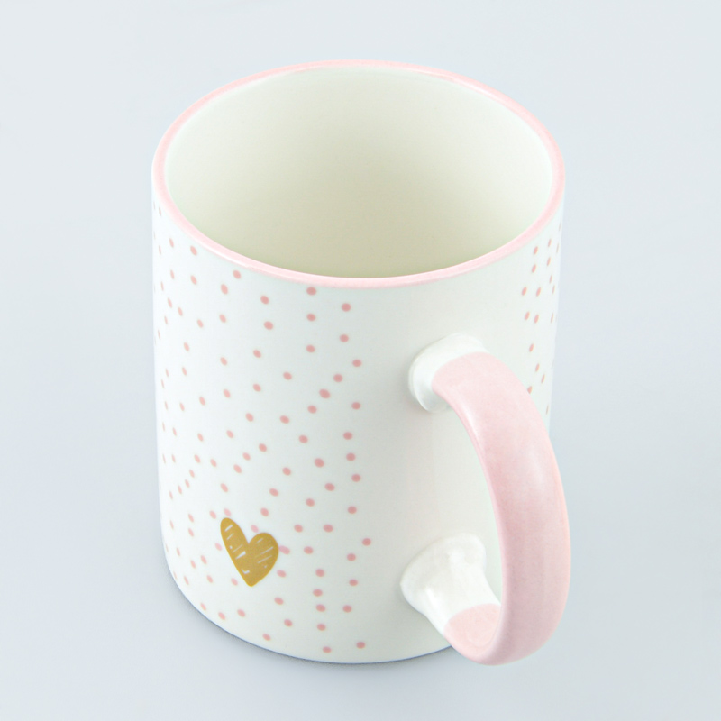 Mug droit 'Lovely' à petits pois blanc rose