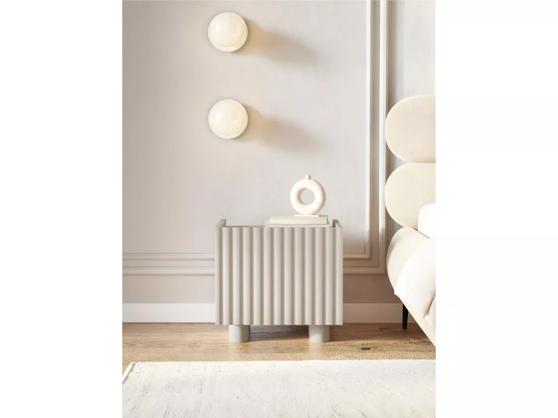 Table de chevet - 48 cm - grège - FIORRA
