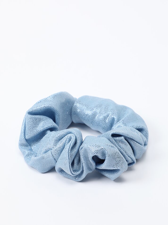 Conjunto de biquíni brilhante com babados e elástico de cabelo - Azul Marinho Escuro