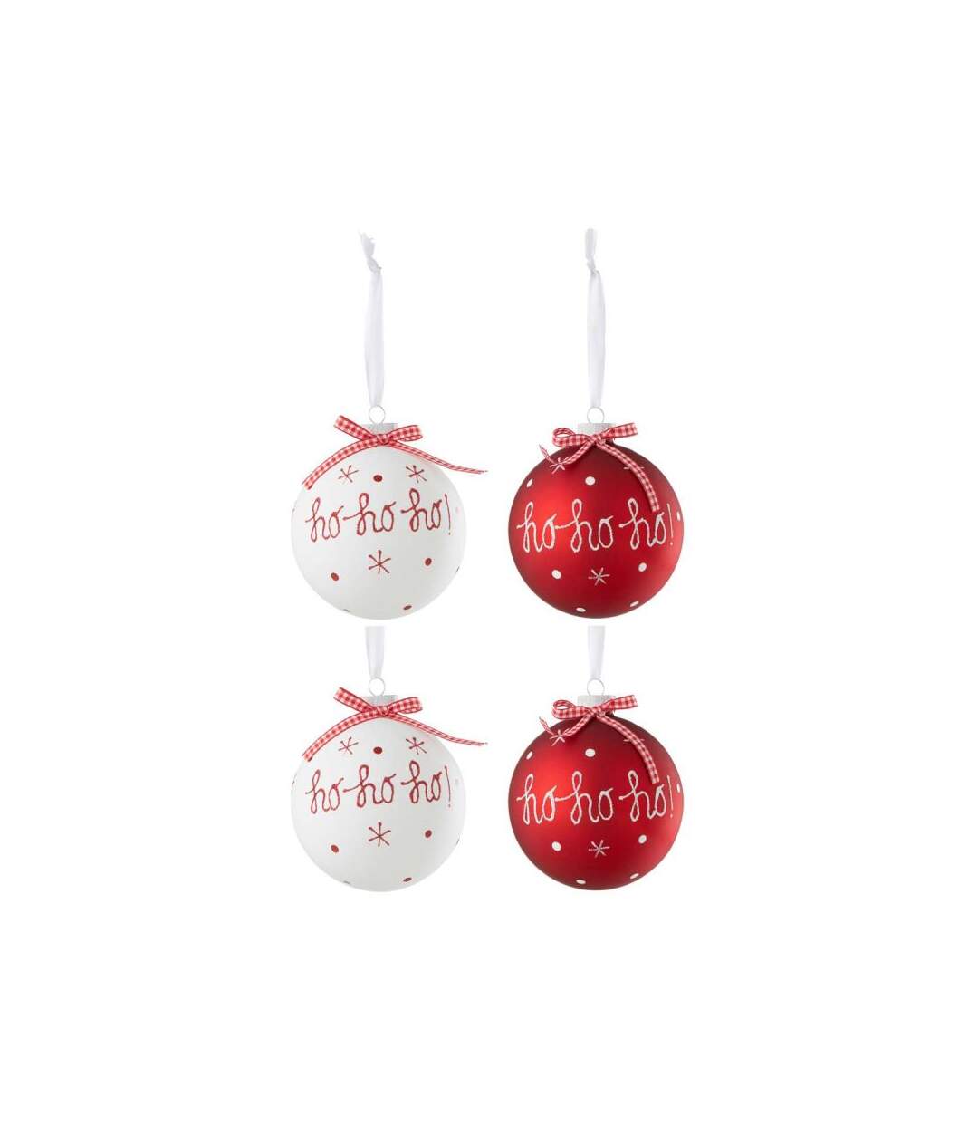 Paris Prix - Lot De 4 Boules De Noël hohoho 10cm Rouge & Blanc