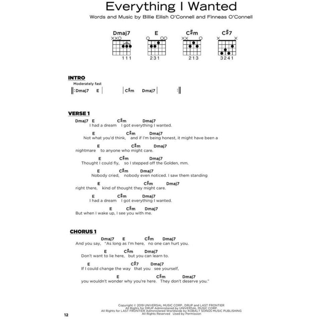 Hal Leonard Billie Eilish - Really Easy Guitar Series 14 Songs with Chords, Lyrics & Basic Tab