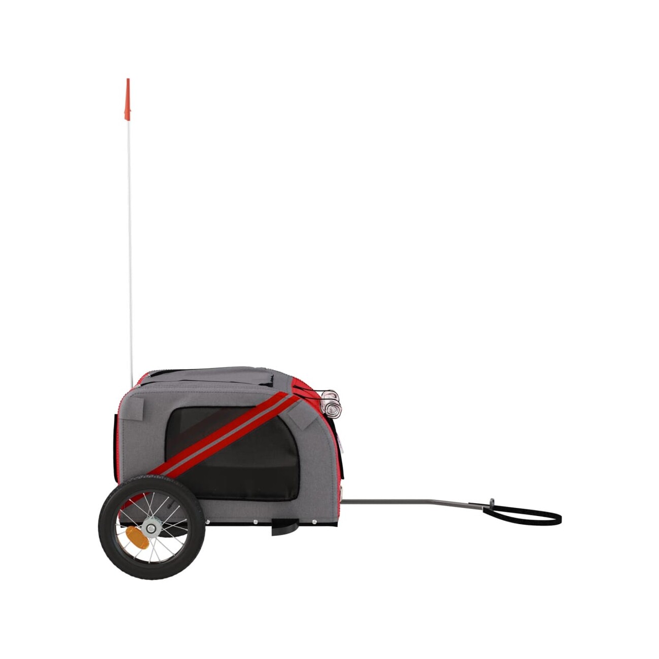 VidaXL Fahrradanhänger Hund 124 x 53 x 53 cm (L x B x H) rot