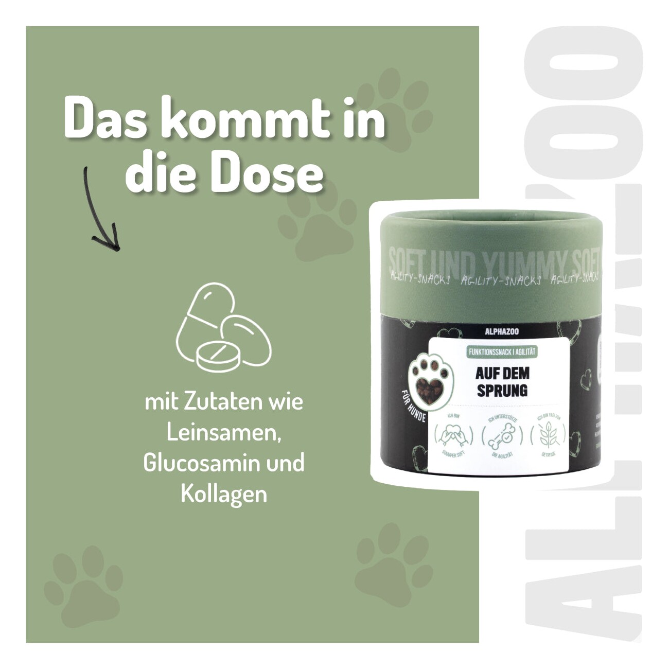 ALPHAZOO Auf Dem Sprung 60g I Funktionssnack für Gelenke & Knochen