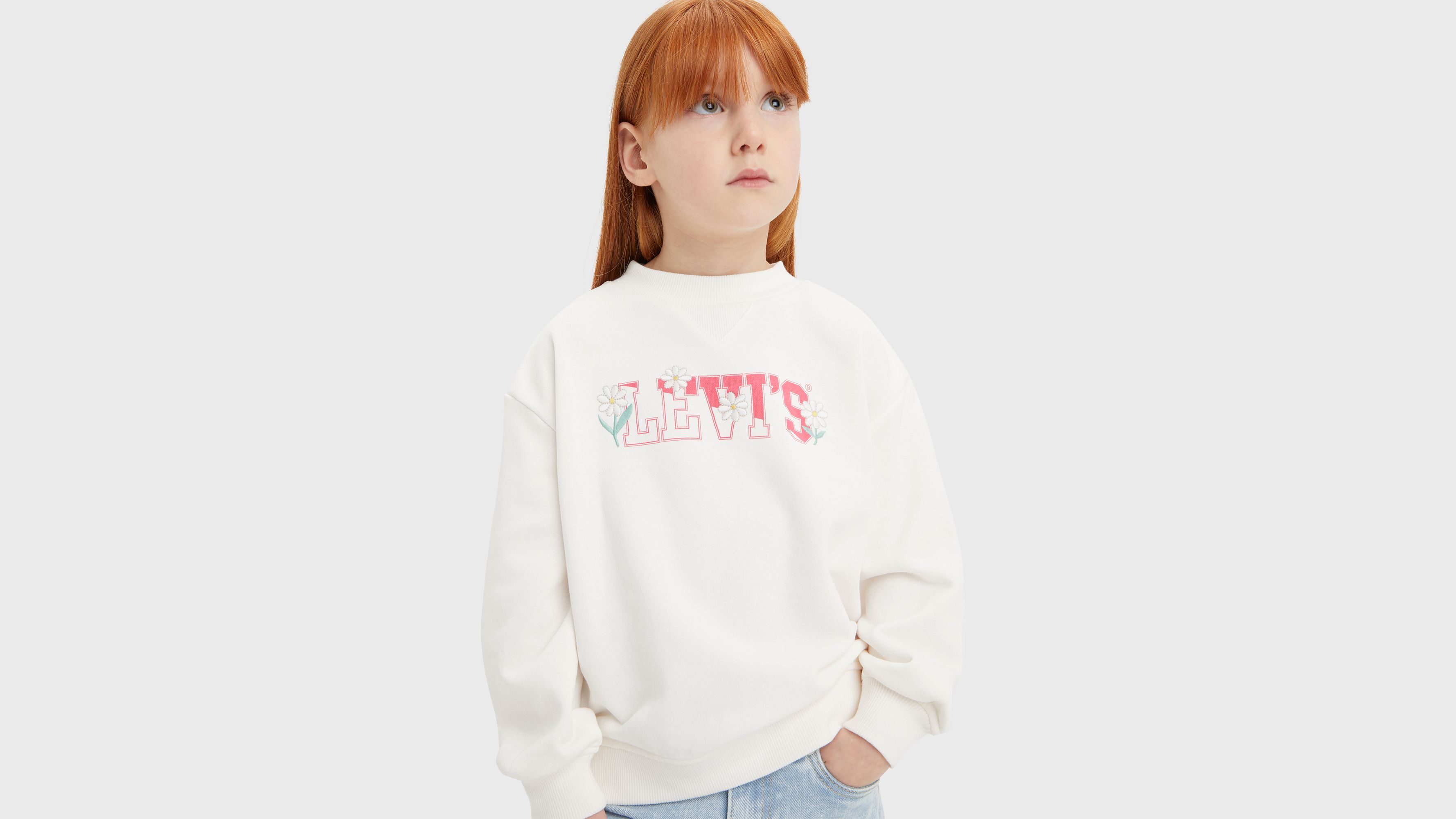 Enfant sweat-shirt à col rond - Sugar Swizzle - Blanc