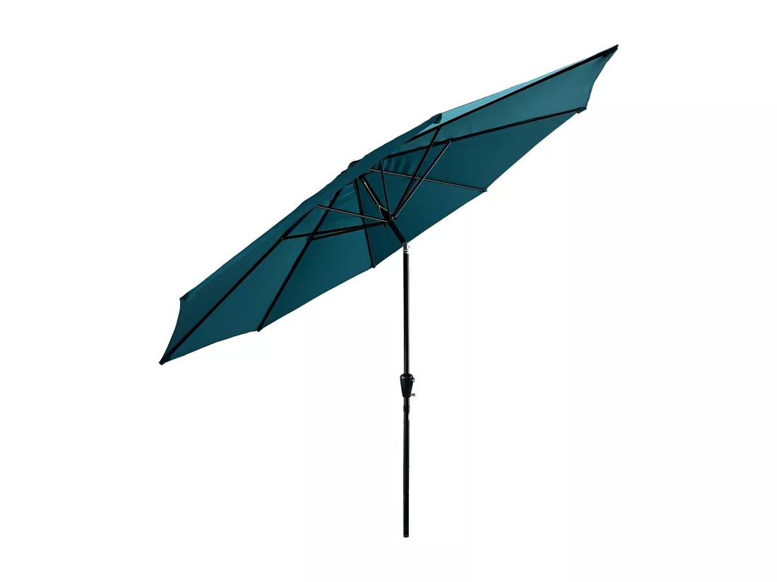 Parasol droit HAPUNA rond 3,30m de diamètre bleu - HAPPY GARDEN