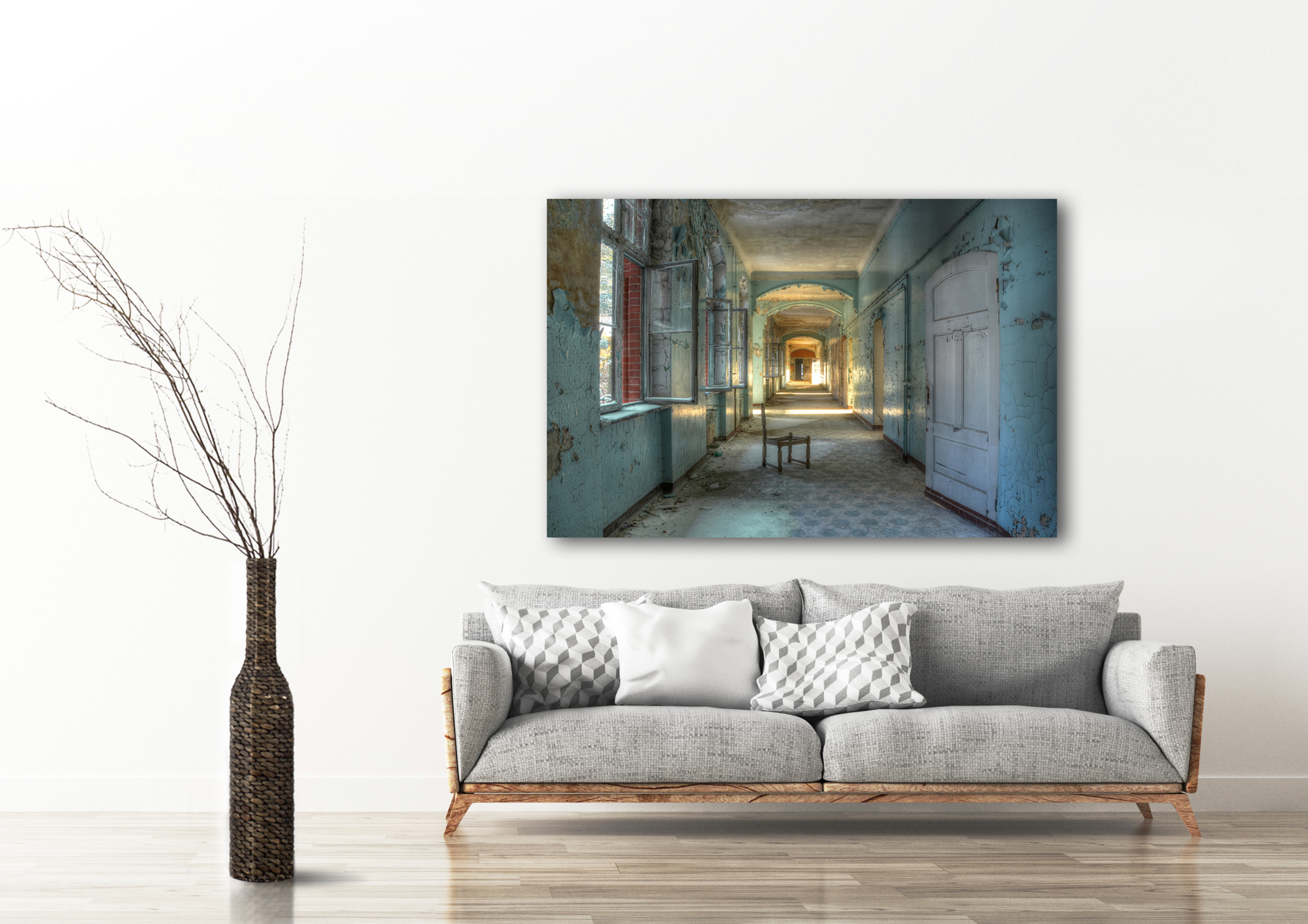 Canvas schilderij - Abandoned Hospital 120 x 80 cm