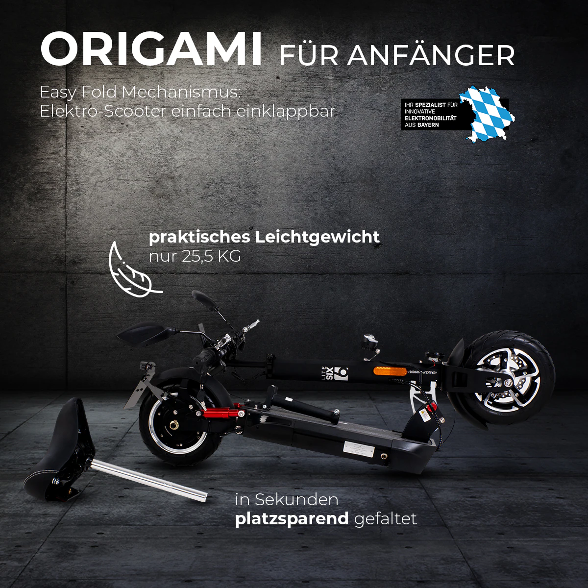 eFlux Lite Six E-Scooter 1000 Watt mit Straßenzulassung, 40 km/h, verstellbarer Sitz, Lithium-Akku