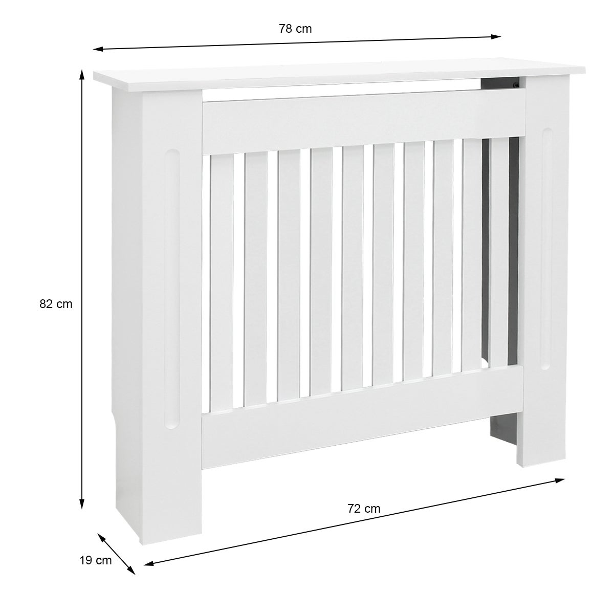 ECD Germany radiatorbekleding, landelijke stijl, 78x19x82 cm, wit gelakt MDF, voor slaapkamer en woonkamer - radiatorbekleding, radiatorbekleding, verwarmingsbekleding, radiatorbekleding