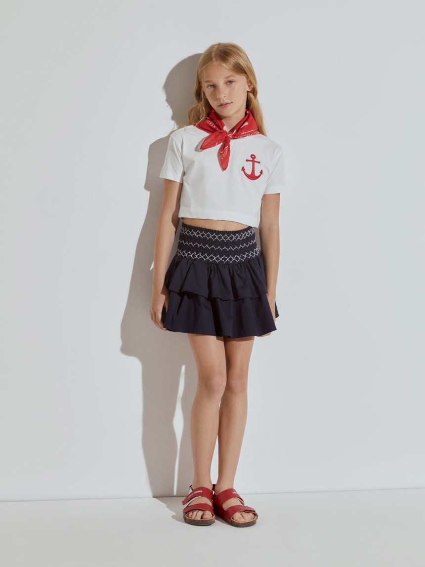 T-shirt cropped com âncora