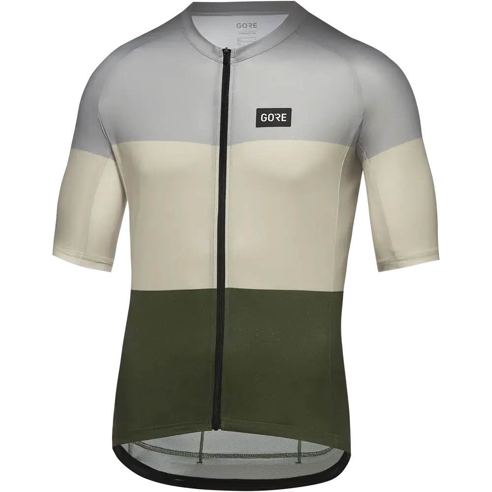 GORE Wear Spirit Stripes Fietsshirt Korte Mouwen Grijs/Beige Heren