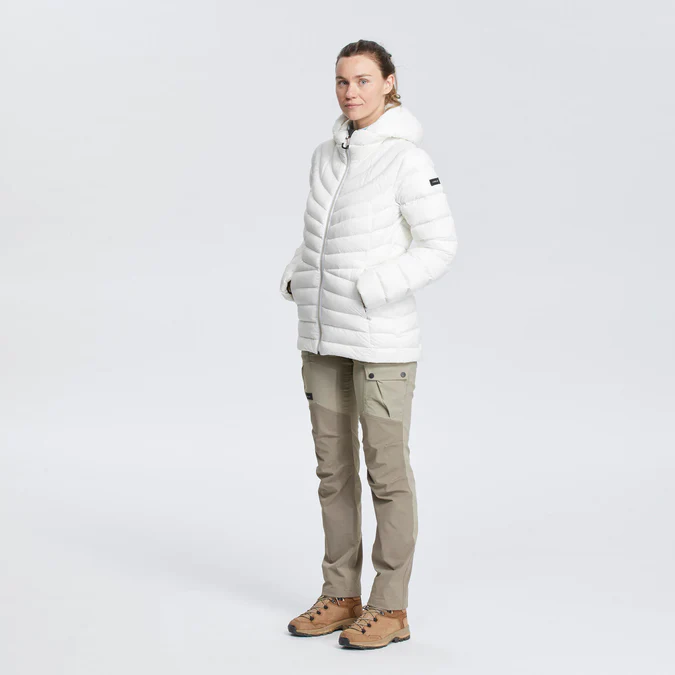 Decathlon Forclaz - Jaqueta puffer feminina com capuz Forclaz MT500
