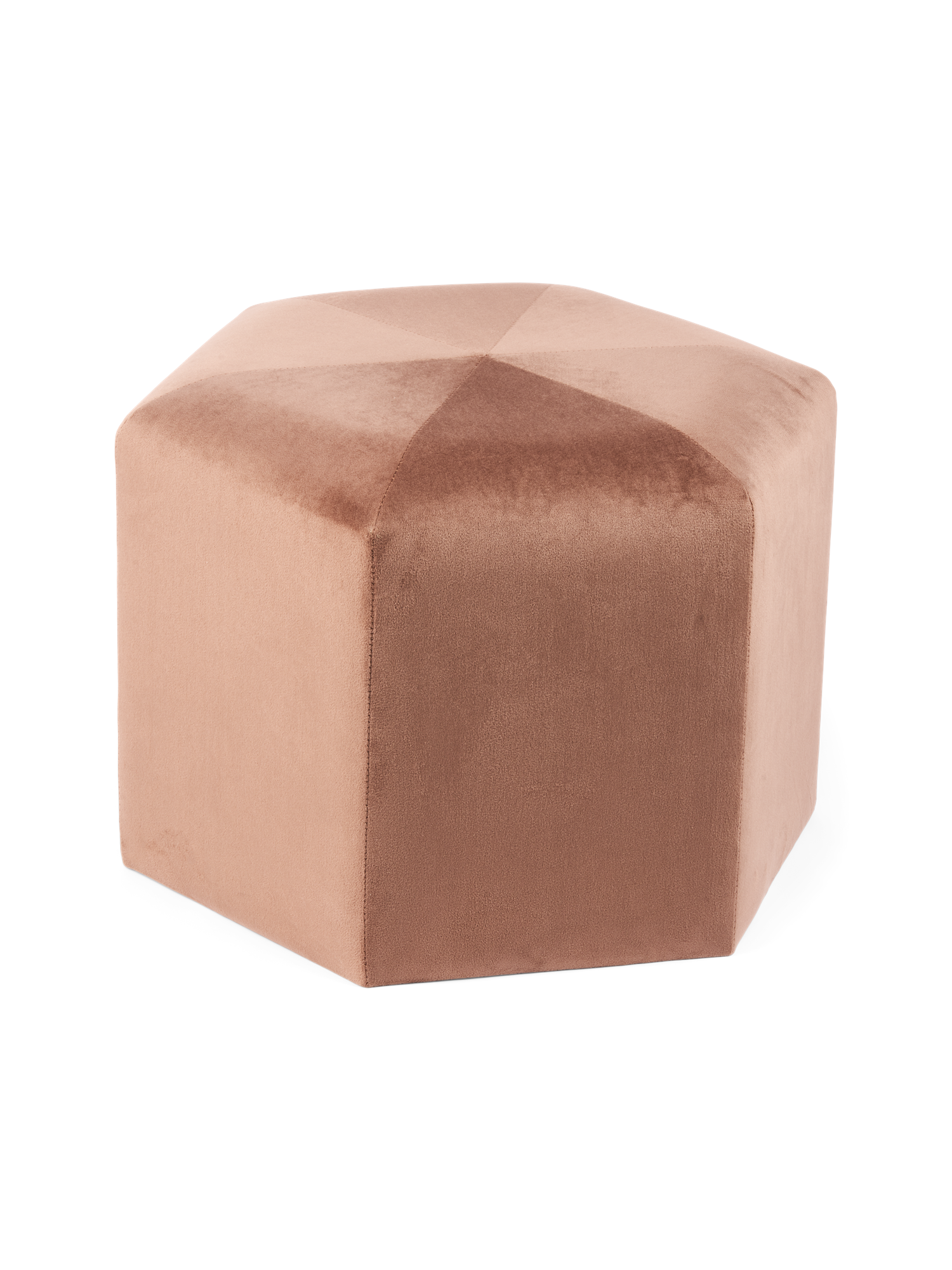 Puf i velour | Polyester/polyurethan/MDF. 48 x 48 x 34 cm. | Brown