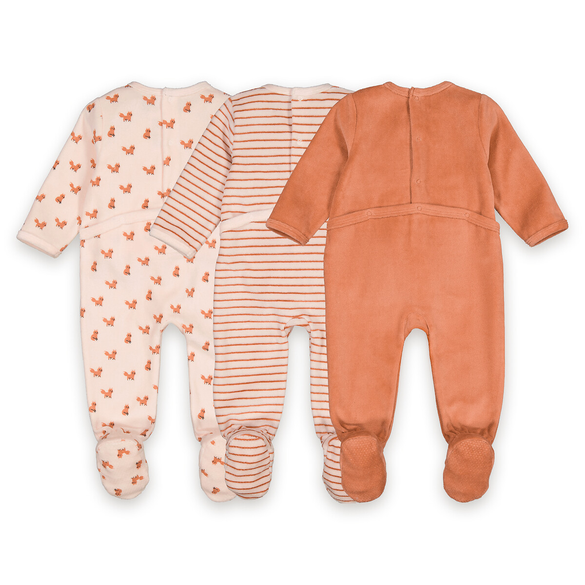 COLEÇÃO LA REDOUTE<br>Conjunto de 3 pijamas de veludo