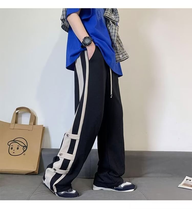 Nikoflin - Gestreepte broek met trekkoord in de taille en rechte pijpen