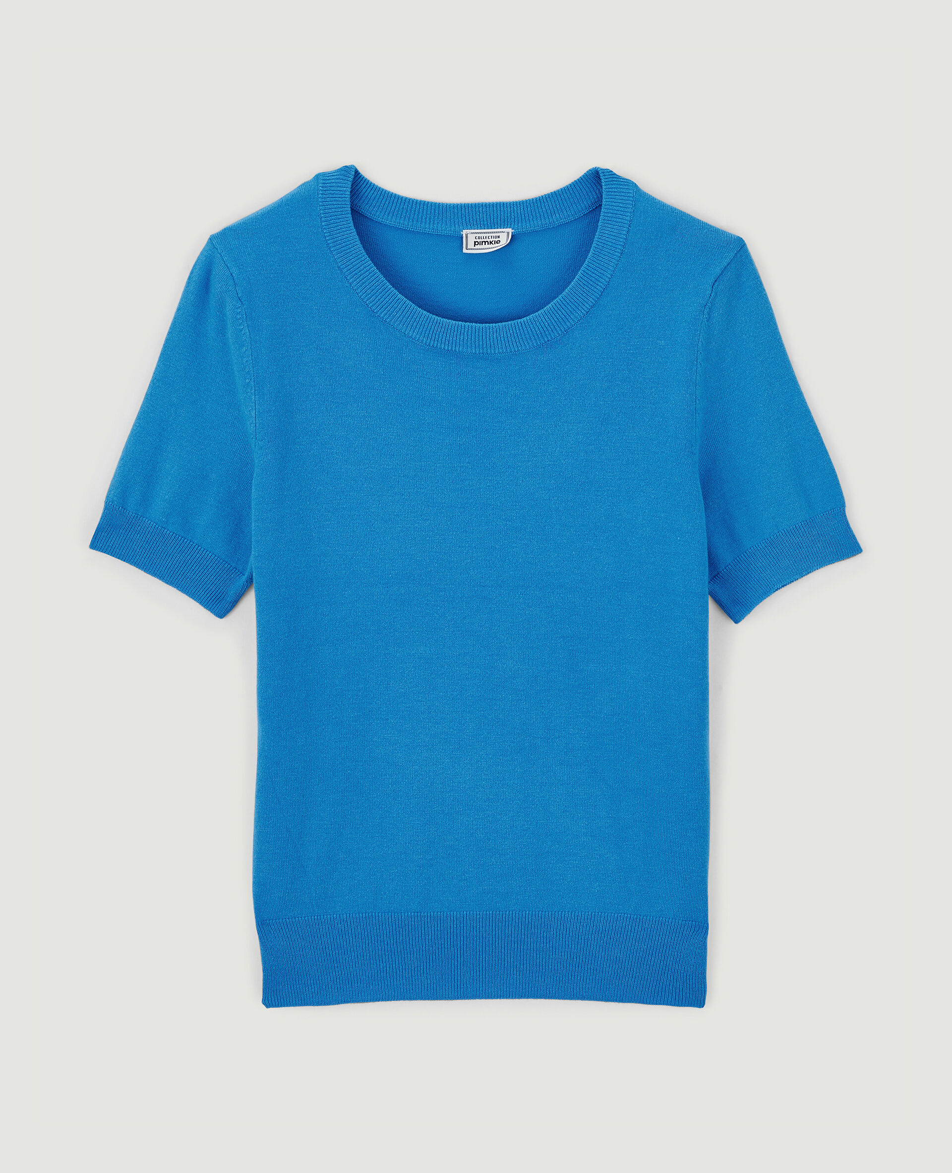 Pull manches courtes en maille fine - Bleu