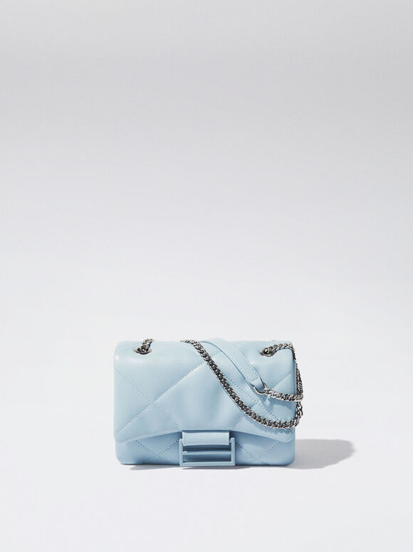 Bolsa acolchoada com corrente - Azul