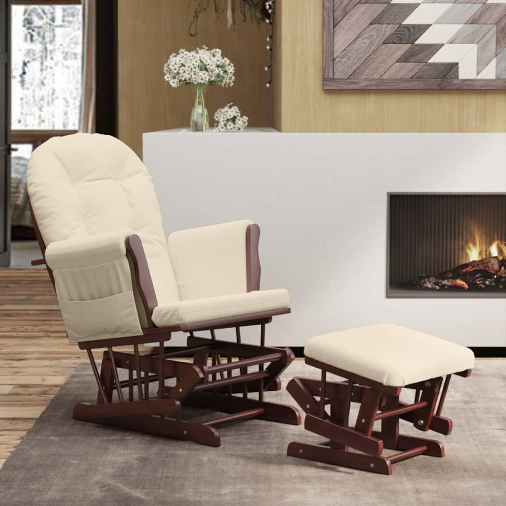 vidaXL Zwevende fauteuil met voetenbank, crème, bekleed met stof