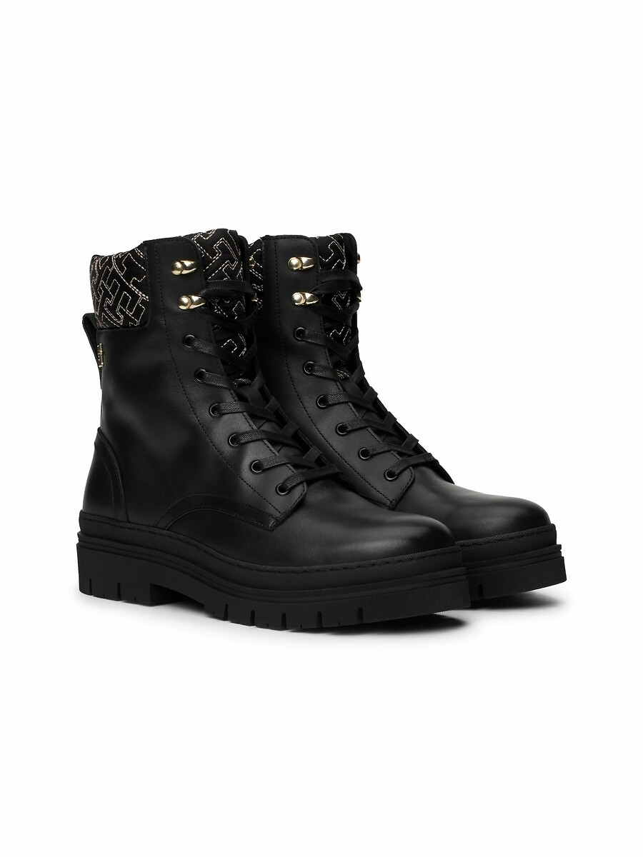 TOMMY HILFIGER<br>Botas de couro com cadarços