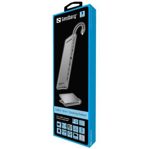 USB-C 10-i-1 dockingstation, alu