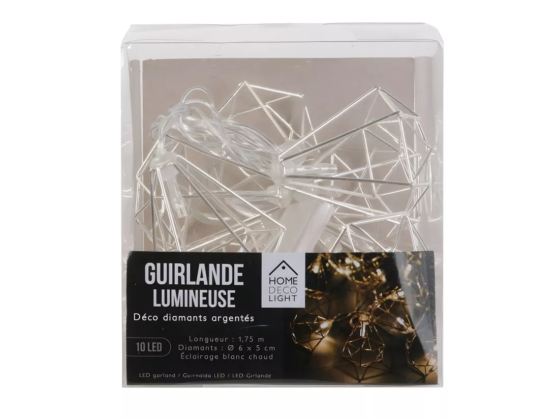 Guirlande lumineuse diamants en métal 10 leds