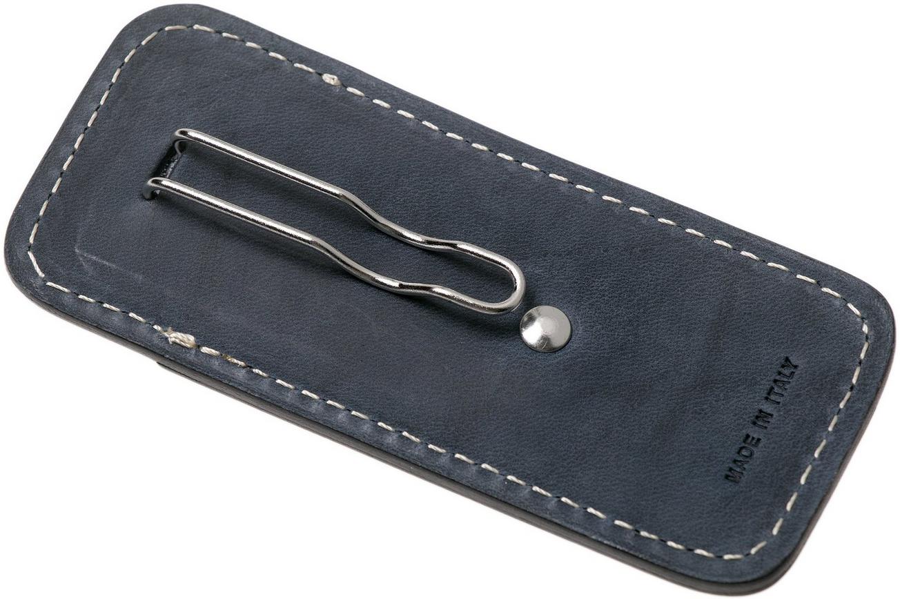 LionSteel 900FDV3 BL schede met pocketclip, blauw leer