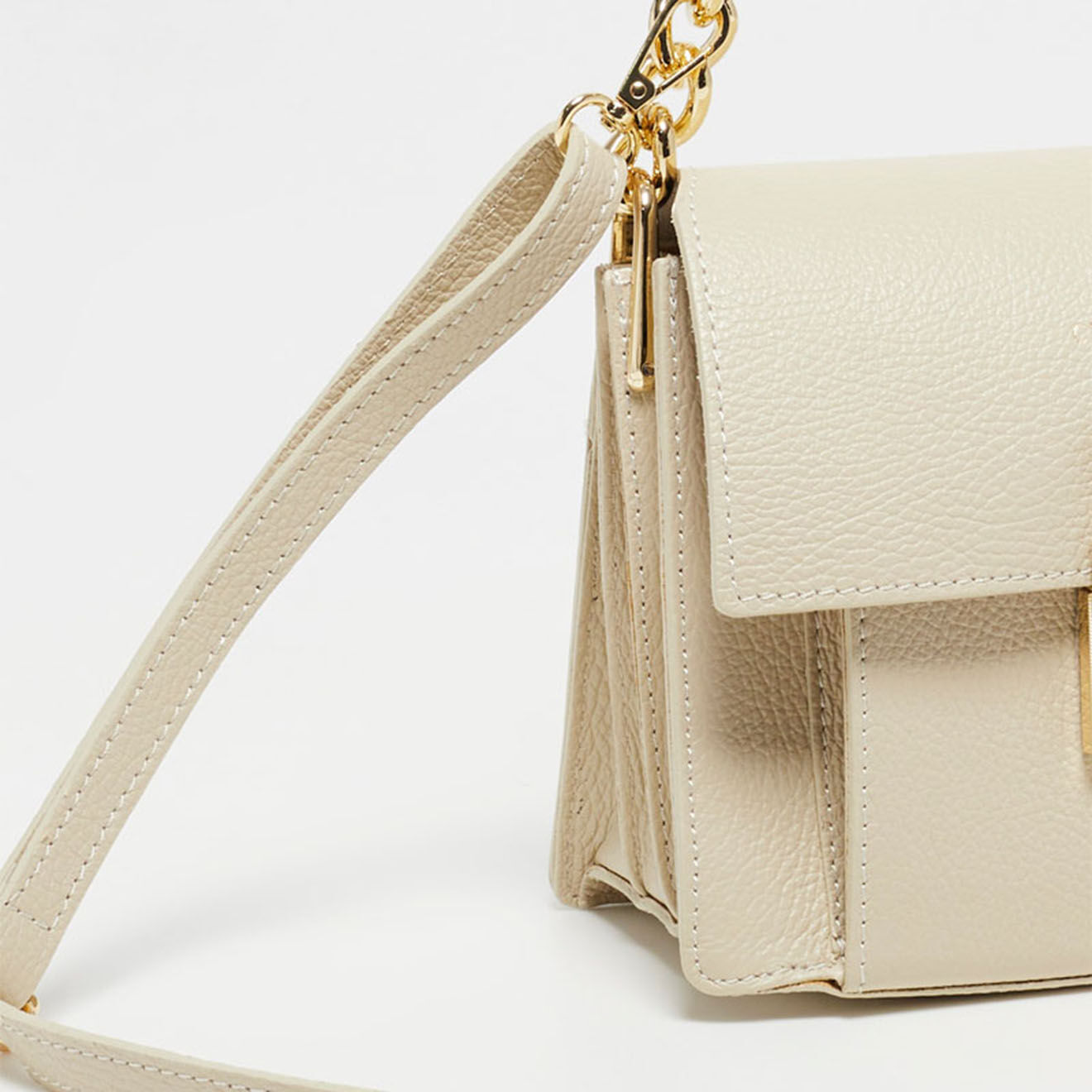 Christian Laurier Sac bandoulière en Cuir Adriana beige - 21.5x16x10 cm