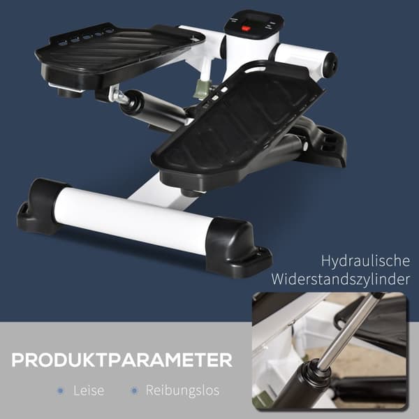 Mini Stepper Kompakt Minisykkel Treningsutstyr Med Lcd-Skjerm, Store Pedaler, Metall Og Abs, Hvit+Svart, 48X34X21Cm