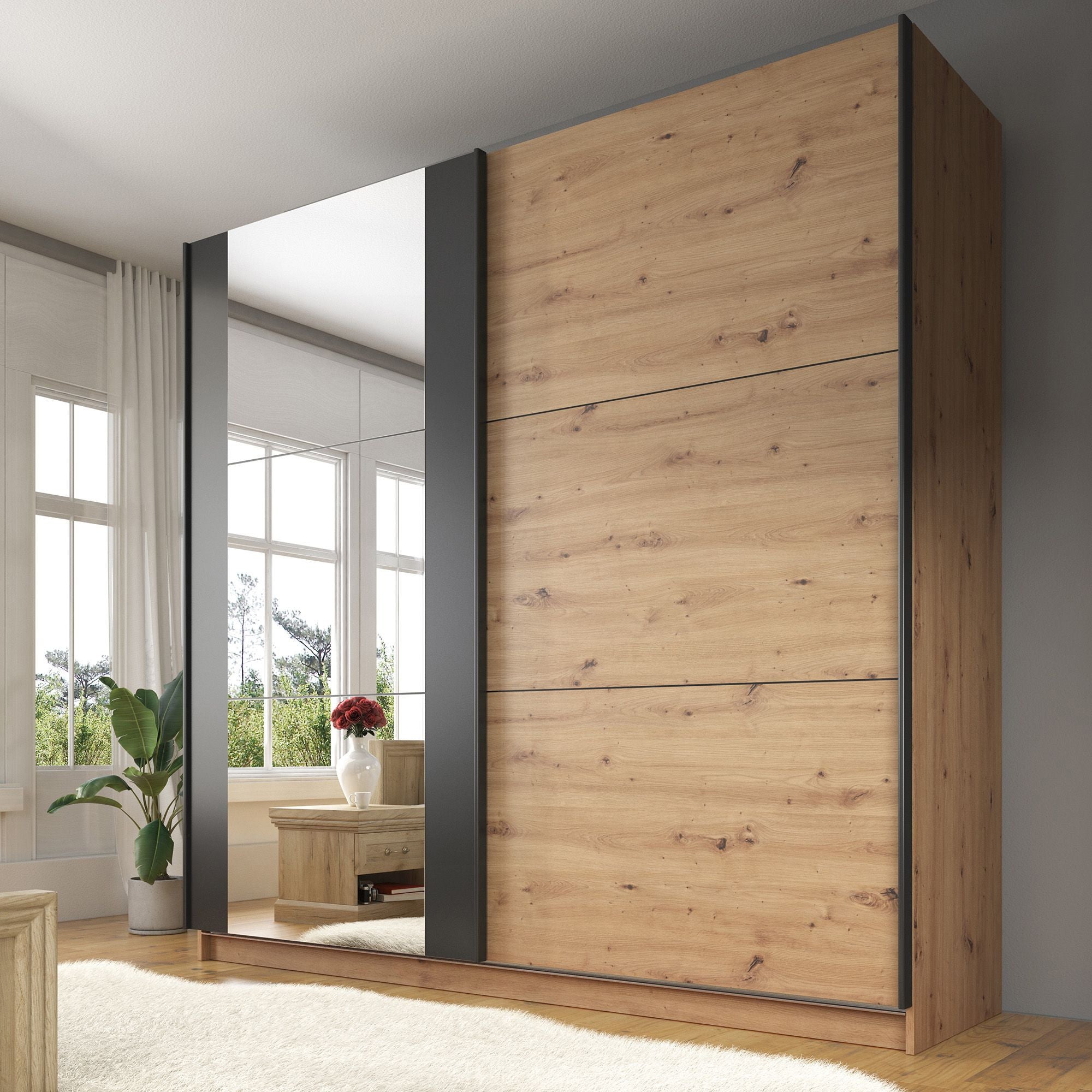 Saturn - Slaapkamer - Eiken - Zwart - 180 - Groot