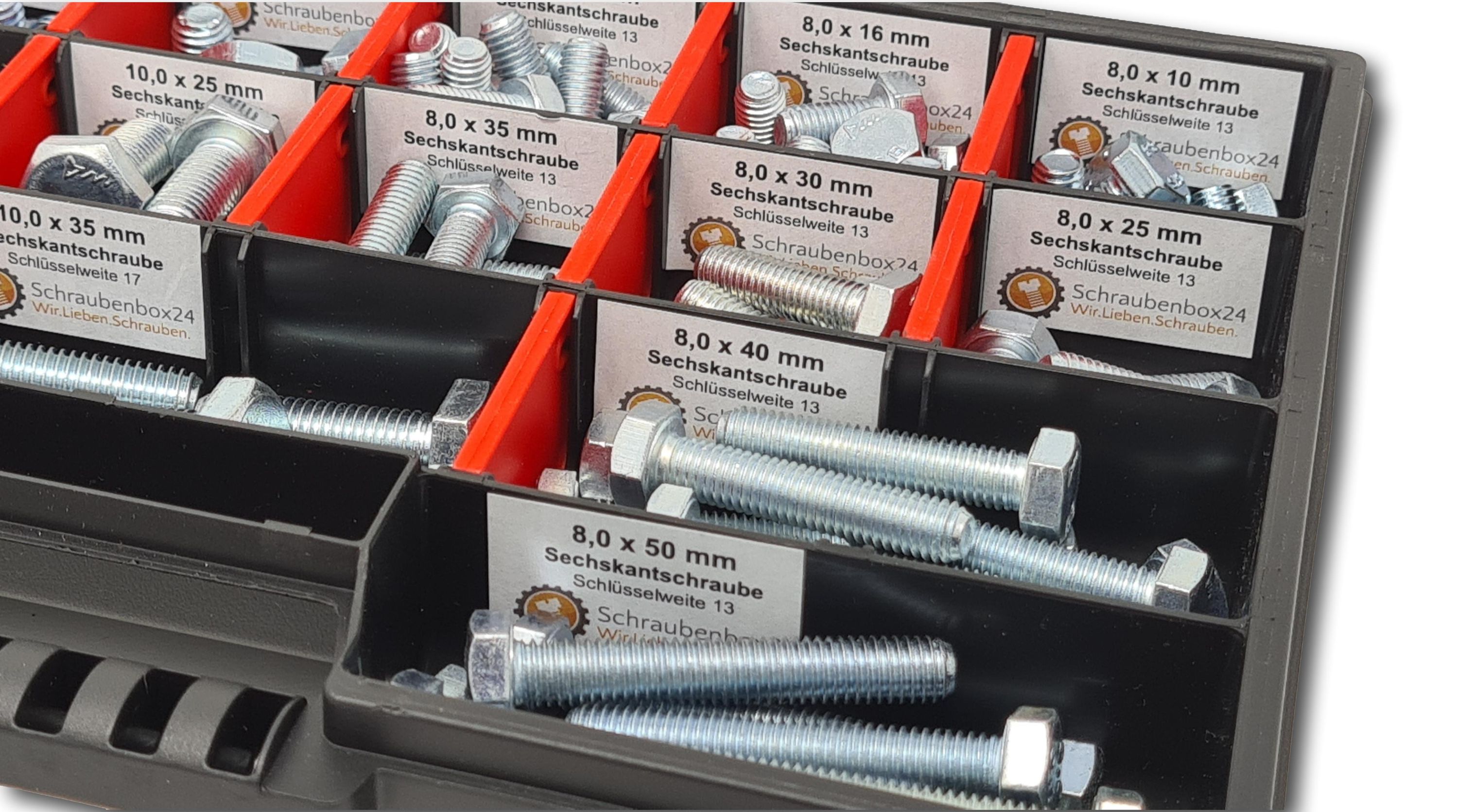 Sechskantschrauben Sortiment M8-M10 // 10mm-50mm 110 tlg. Schraubenbox DIN 933 Vollgewindeschrauben Maschinenschrauben Gewindeschrauben Sechskantschrauben