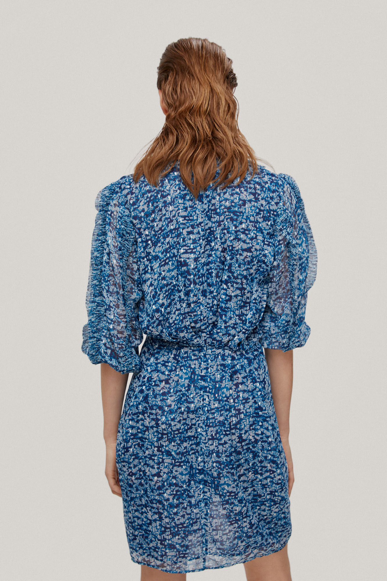 Vestido com estampa Lurex - Turquesa