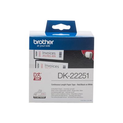 Brother DK-22251 - Ruban d'étiquettes auto-adhésives - 1 rouleau (62 mm x 15 m) - fond blanc écriture noire ou rouge