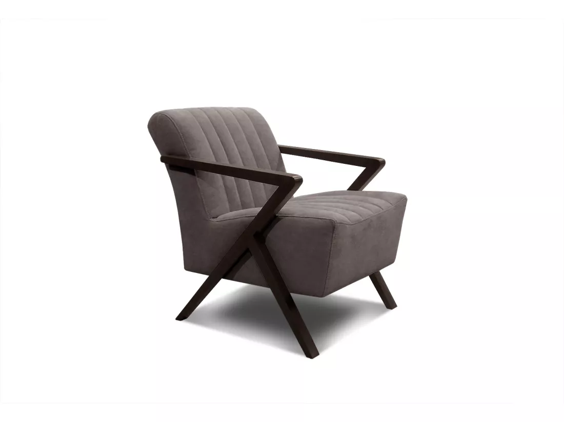 Fauteuil fixe Lebron, tissu marron