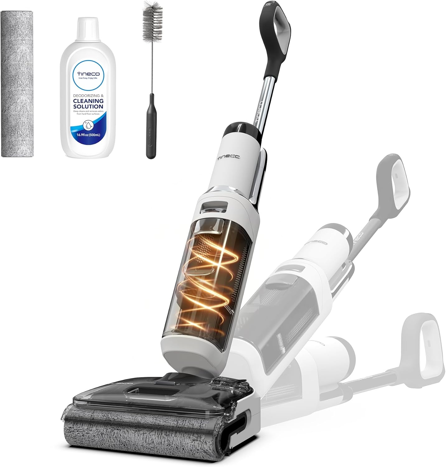 Tineco Floor One Stretch S6 Nass Trockensauger, 180°-Flachdesign Saugwischer 13cm Liegehöhe, 85°C 5min FlashDry Selbstreinigung, 3-Seitige Kantenreinigung 40min Laufzeit Reinigung unter tiefen Möbeln