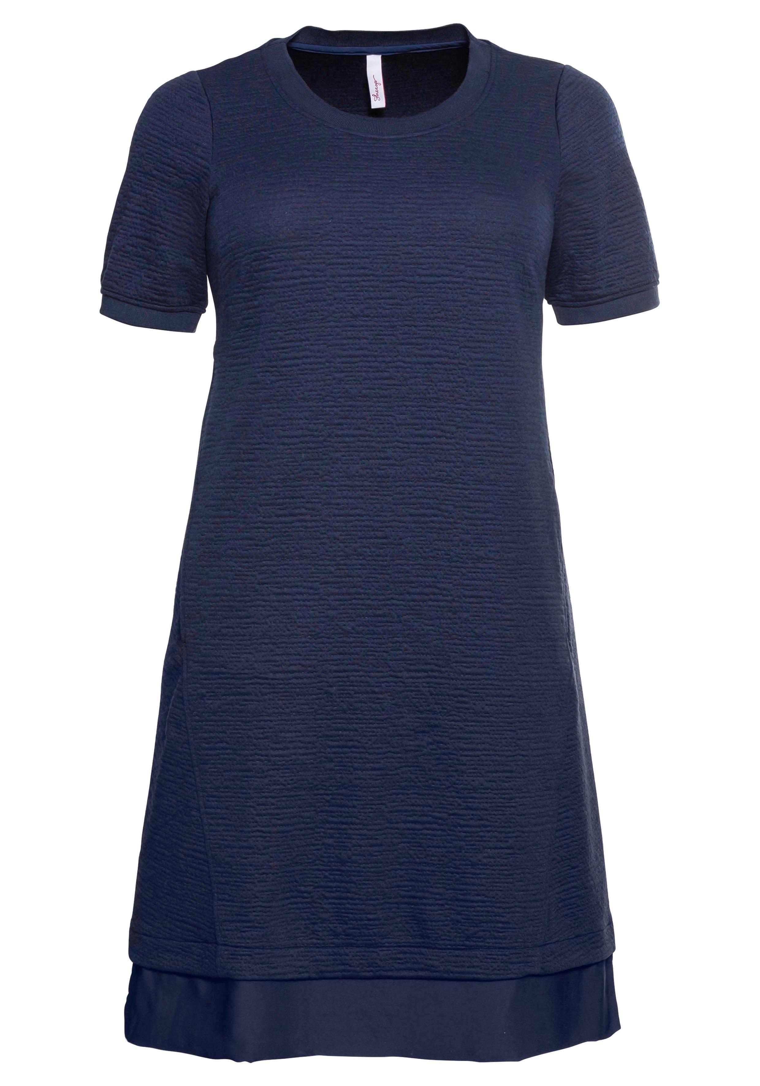 Sweatkleid mit Satineinsatz am Saum