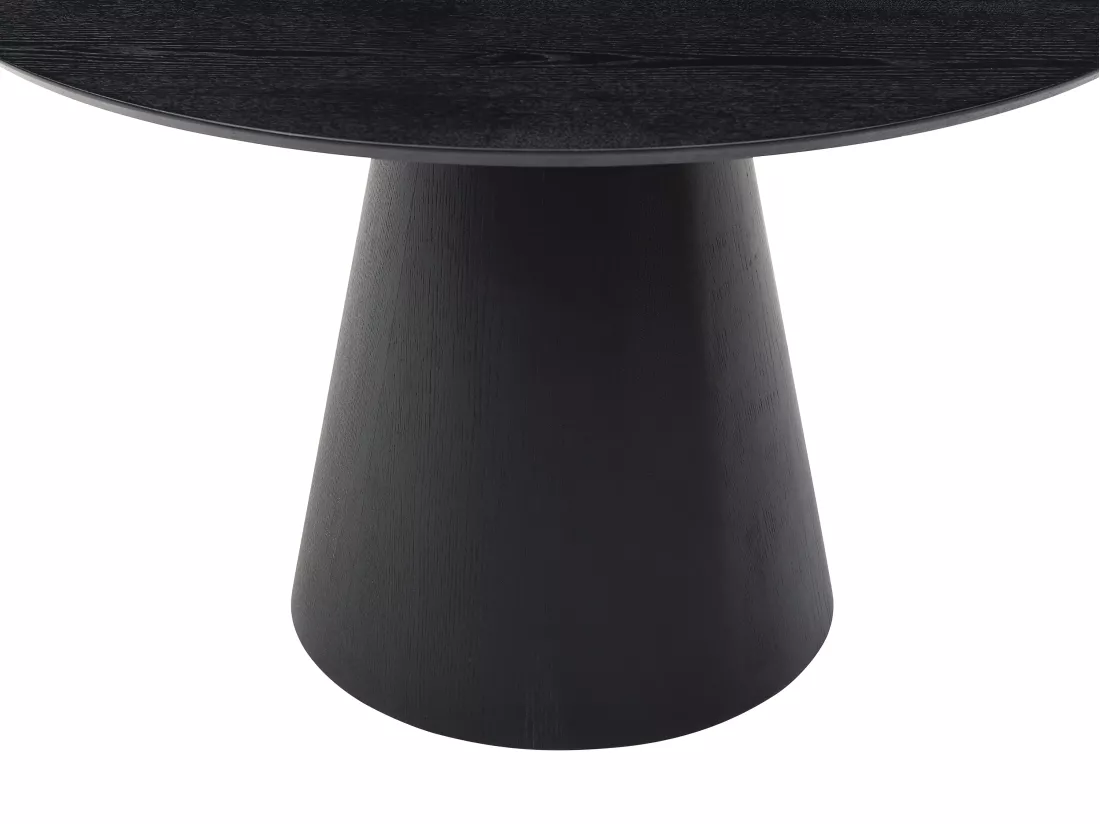 Table à manger ronde 4 personnes placage frêne - Noir - ANTALIZA
